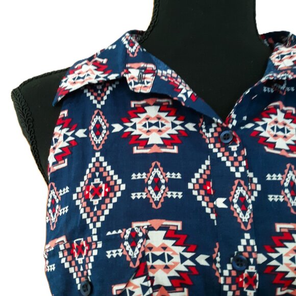 NEW Tin Haul Women's Blue Southwestern Western Boho Aztec Sleeveless Dress - Picture 4 of 6